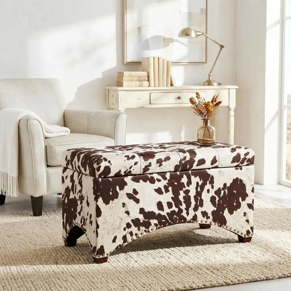 

Скамья-пуф для хранения вещей 30 Storage Ottoman Bench – раскладное сиденье с обивкой из воловьей кожи для гостиной или спальни
