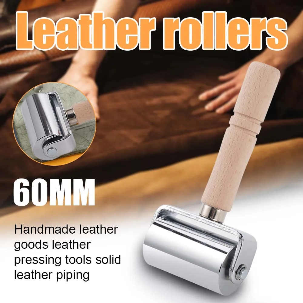 

2PCS Leather Roller Push Wheel Manual Leather Pressing Tool For Leather Processing Leather Goods Making Leather Repair DIY Craft