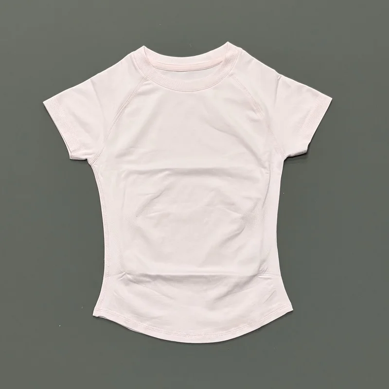 Naadloze yoga-top met korte mouwen, dames, sneldrogend, ademend, slim fit, workout, gym, hardlopen, aansluitend sport-T-shirt, activewear
