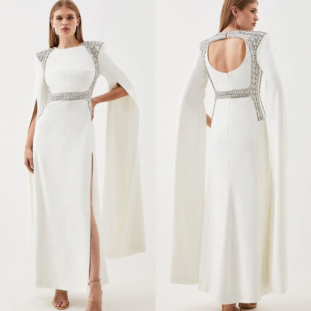 Customized Fashion Jersey Pleat Sequined Straight O-Neck Midi Dresses Bespoke Occasion Quinceanera High Quality