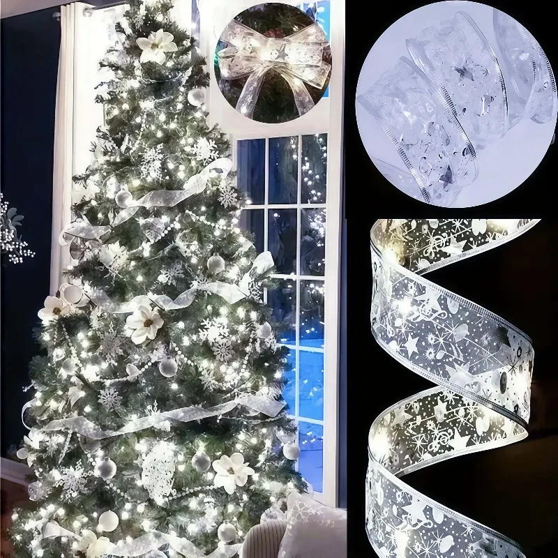 Christmas Decoration Lights,Ribbon Fairy LED String Lights,Battery Powered (Batteries Not Included),DIY Christmas Tree Ornaments