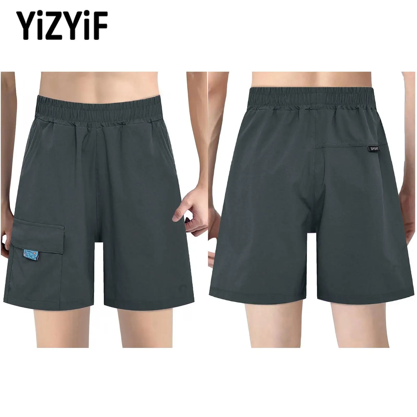 

Children's Stretchy Cargo Shorts Boys Outdoor Holiday Picnic Skateboarding Clothing Breathable Quick-Drying Shorts with Pockets