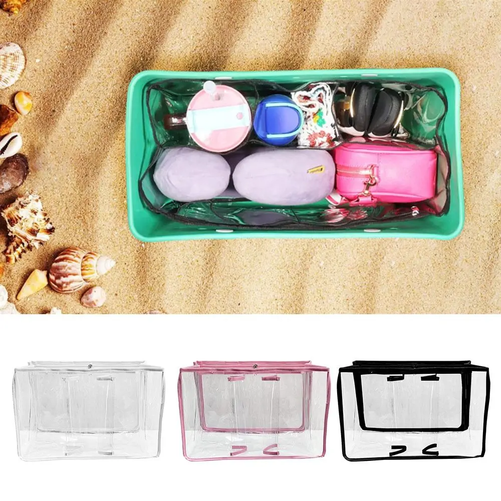 

Clear Beach Bag Organizer Transparent PVC Storage Bag Bath Wash Case Cosmetic Divider Storage Inner Pouch Waterproof Makeup Bags