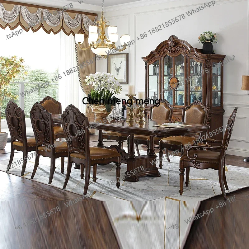 Europeu retro madeira maciça longa mesa de jantar país americano mesa de conferência casa mesa de jantar restaurante h