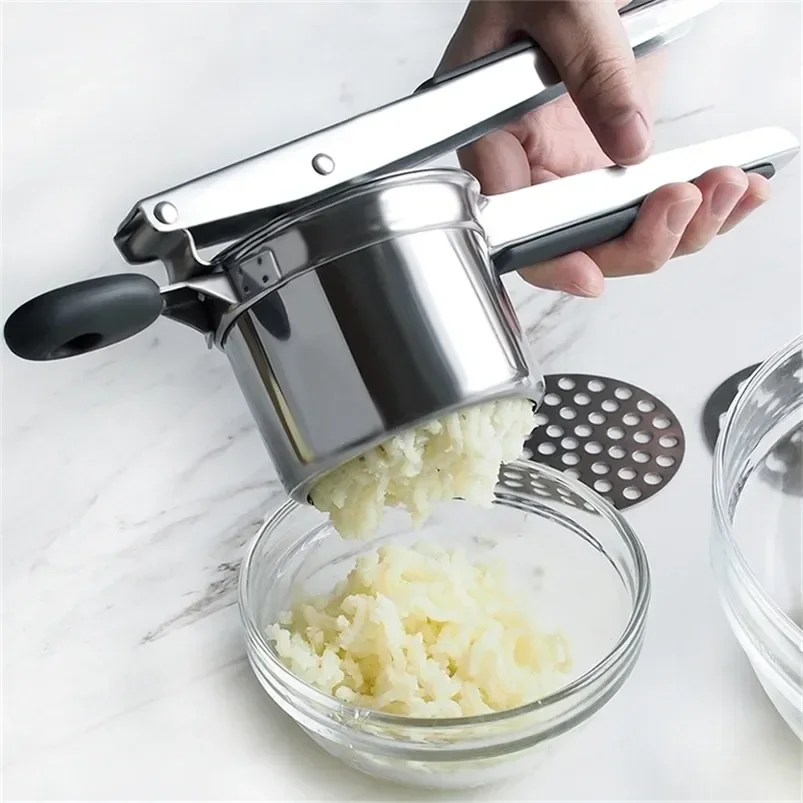 Potato Masher Ricer Press Mashed Potatoes Stainless Steel Crushing Potatoes Puree Fruit Vegetable Juicer Press Maker Tool