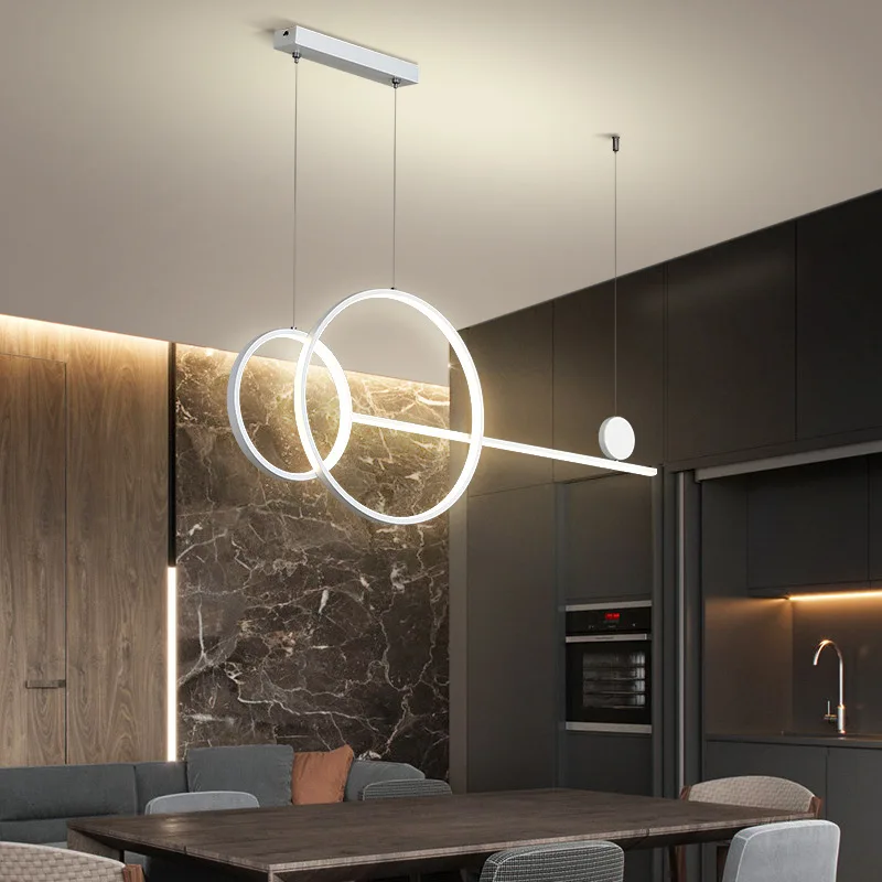 Ring chandelier for Dining room Kitchen island chandelier 110V 220V Black Gold White linear chandelier lighting fixtures