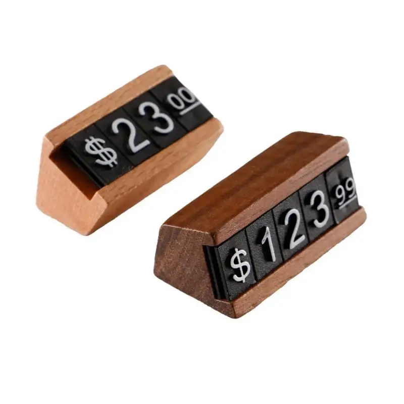 1Pcs Adjustable Number Letter Price Label Commodity, Wine, Tea, Beauty Products Display Plate Wood Price Cube Tags