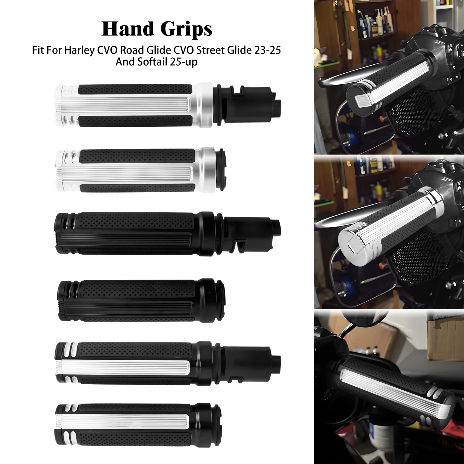 

Motorcycle Non-Slip Handlebar 1'' Hand Grips CNC Grip For Harley Touring Electra Glide FLH 23-25 Softail Deluxe Low Rider 25-Up