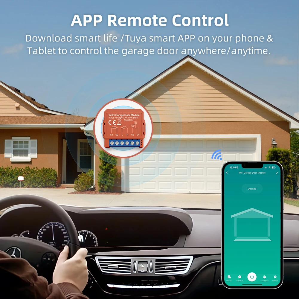 AVATTO Tuya Wifi Garage Door Switch Module Smart Garage Door Opener Controller APP Voice Control Work With Alexa Google Home