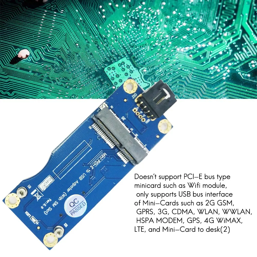 Mini PCI-E to USB Adapter with SIM Card Slot for WWAN/LTE Module(Horizontal Interface)