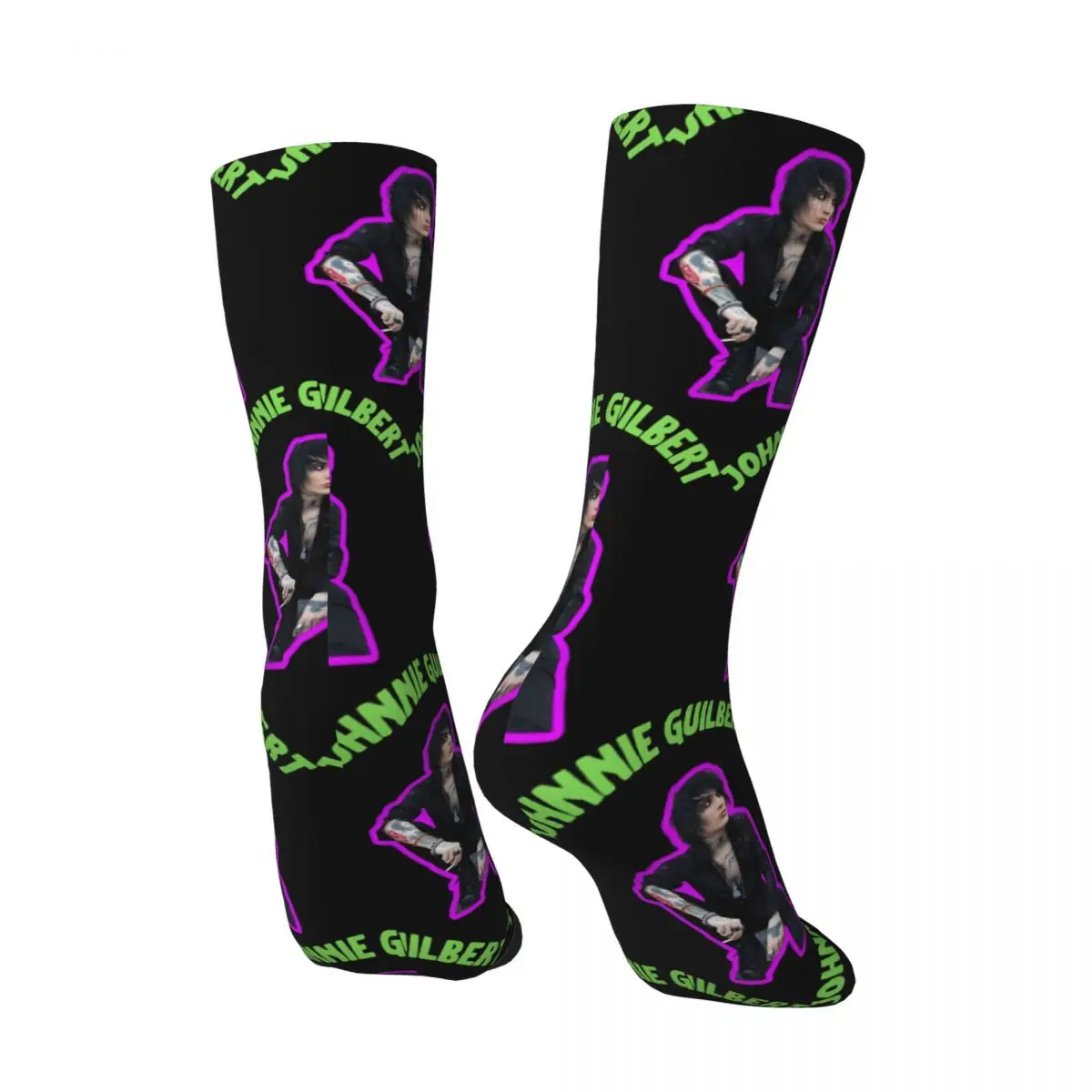 Funny Crazy Sock for Men Johnnie Guilbert Hip Hop Harajuku Johnnie Guilbert Happy Seamless Pattern Printed Boys Crew