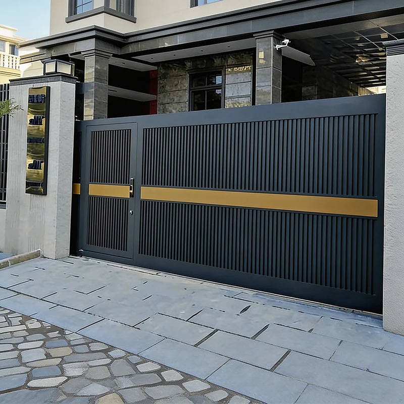 Aluminum Driveway Gate Luxury Villa Garden Rustproof Security Automatic Sliding Swing Electric Gate Customizable Colors Sizes