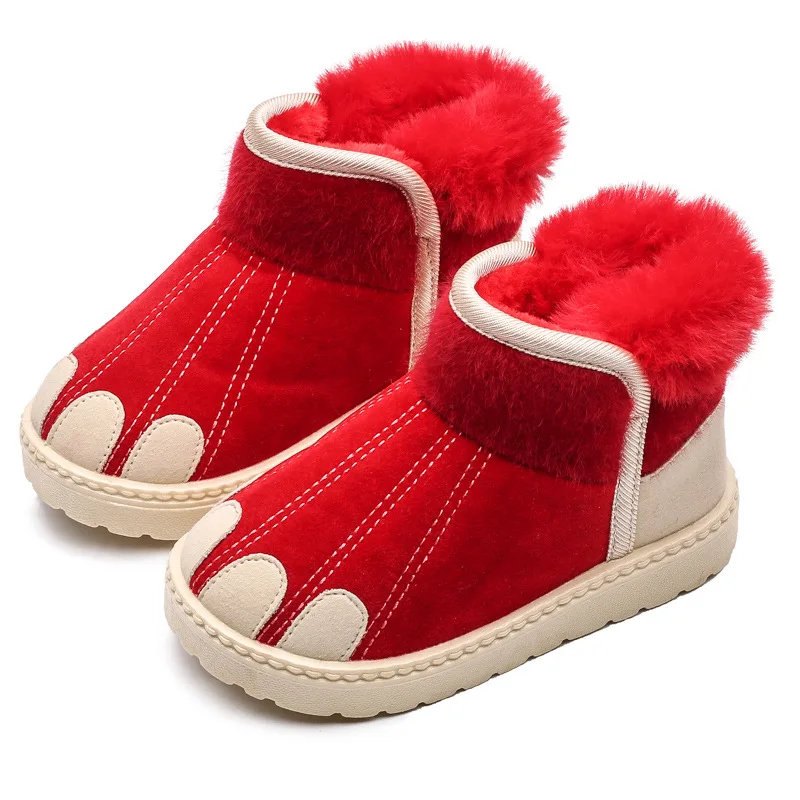 Botas Para Niña Platform Kid Snow Boot WinterBoot New Plush Boy Cotton Shoe Warm Girl Ankle Boot Leather Fur Integrated Kid Shoe