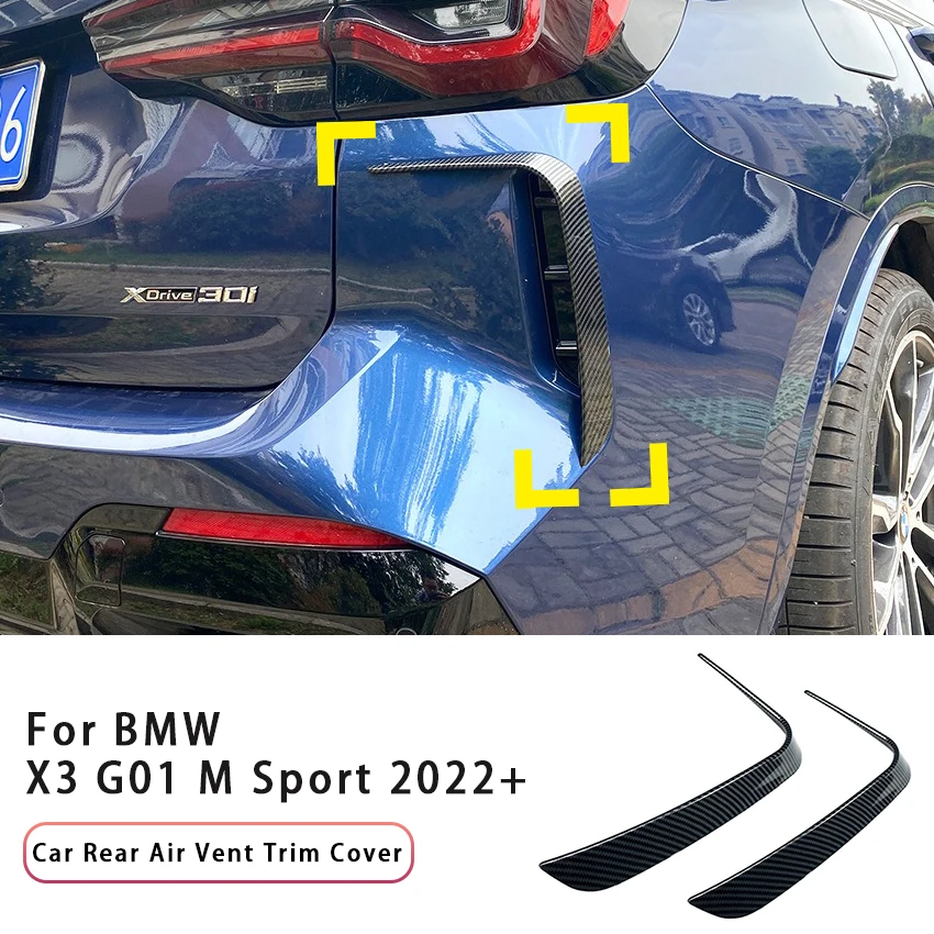 2PCS Car Rear Air Vent Trim Cover Rear Bumper Splitter Side Air Vent Sticker Exterior Accessories For BMW X3 G01 M Sport 2022+