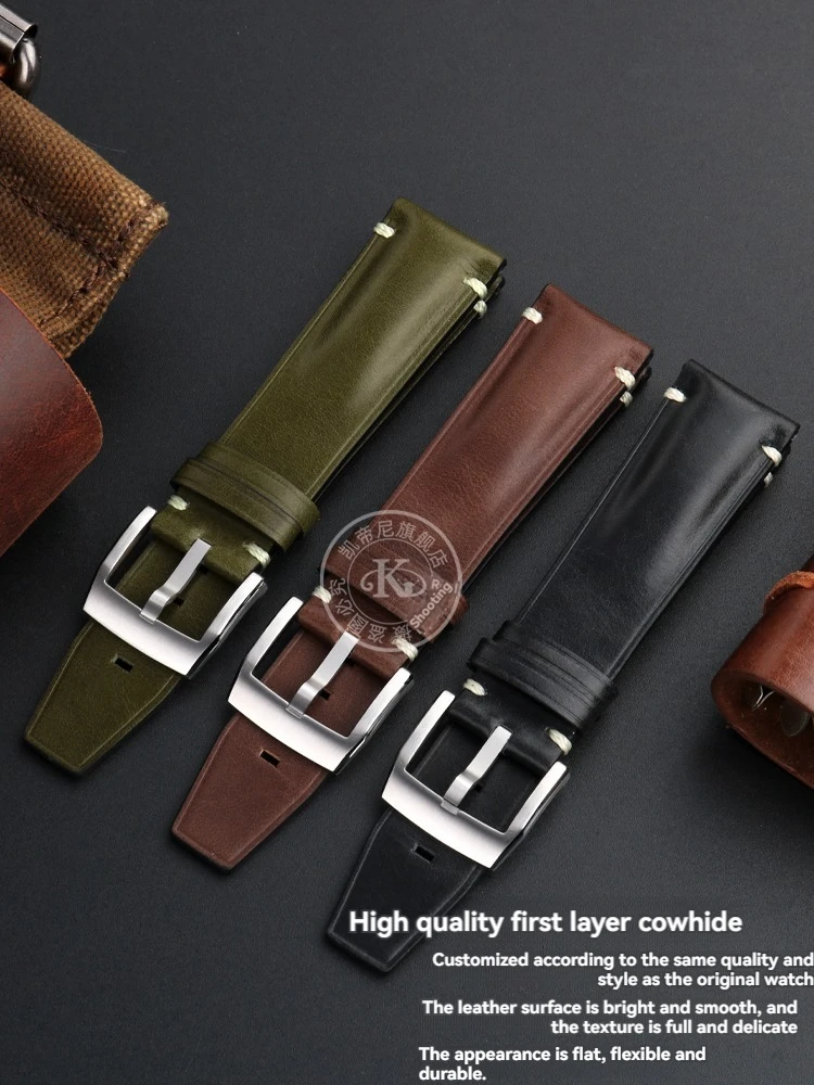 For Longines Classic replica Pilot Collection L2.838 Watch Strap Cowhide Leather PIN Buckle watchband 22*19mm Men Wrist band