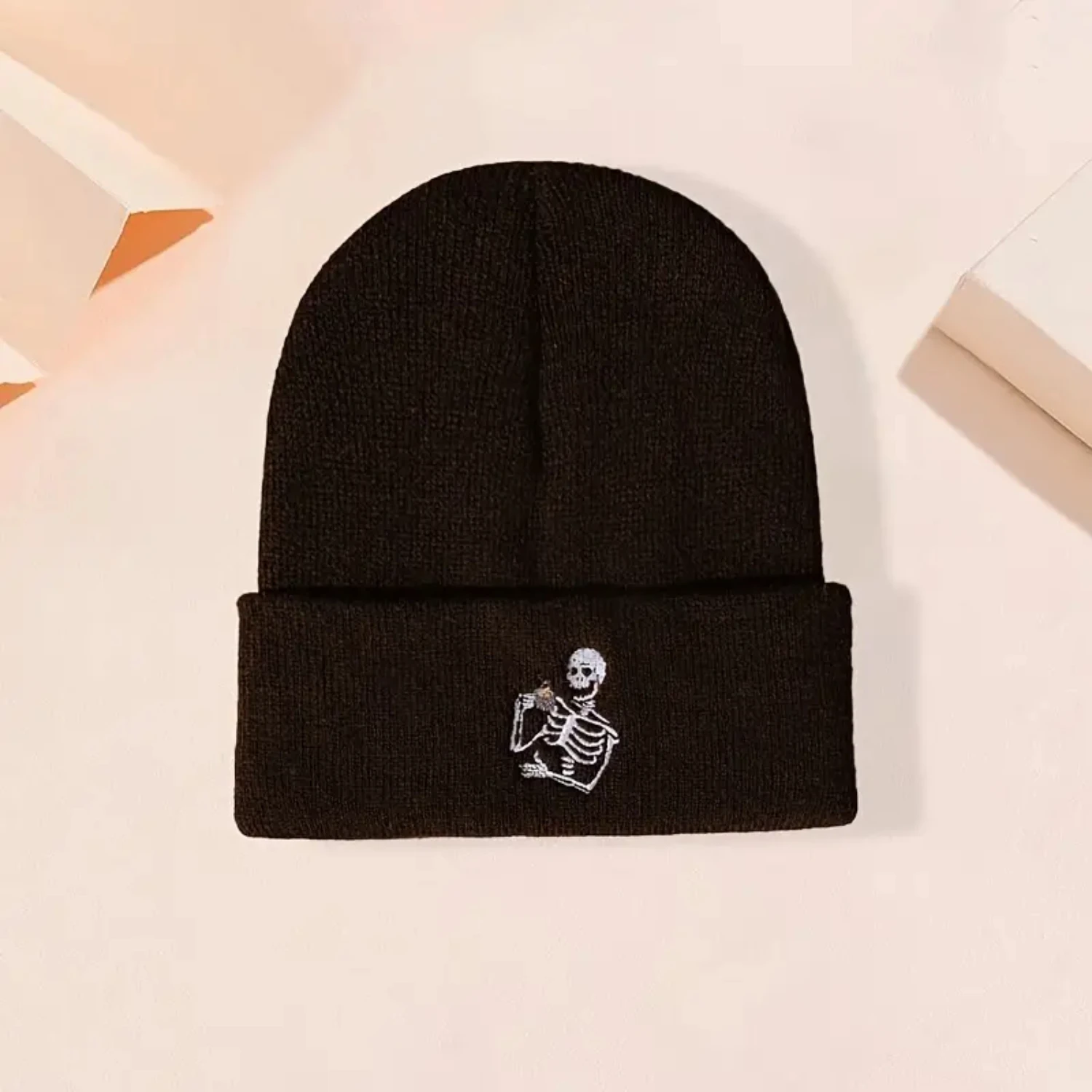 Embroidered Skull Knit Hat Fashion Woolen Hip-hop Cap Knitted Hat - Premium Quality Woolen Hat