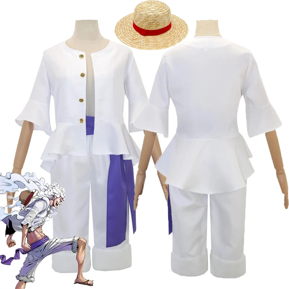 

Anime Gear5 Nika Luffy Cosplay Costume Monkey D Luffy Cosplay Straw Hat Cap Wig Country Sun God Nika Form Halloween Costumes