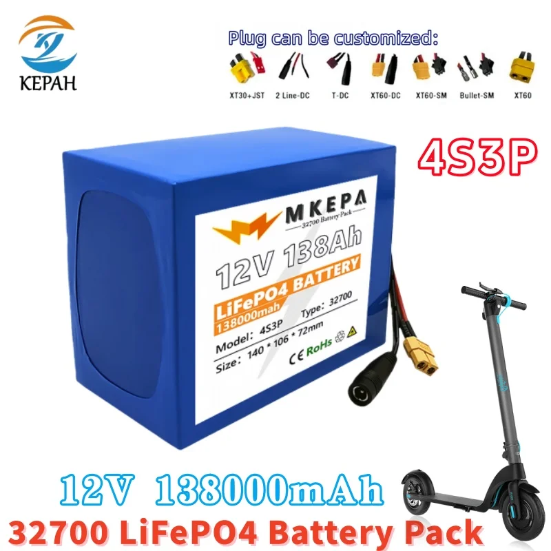 

32700 Lifepo4 Battery Pack 12V 138000mAh｜4S3P Built-in 40A Balanced BMS for Electric Boat & UPS