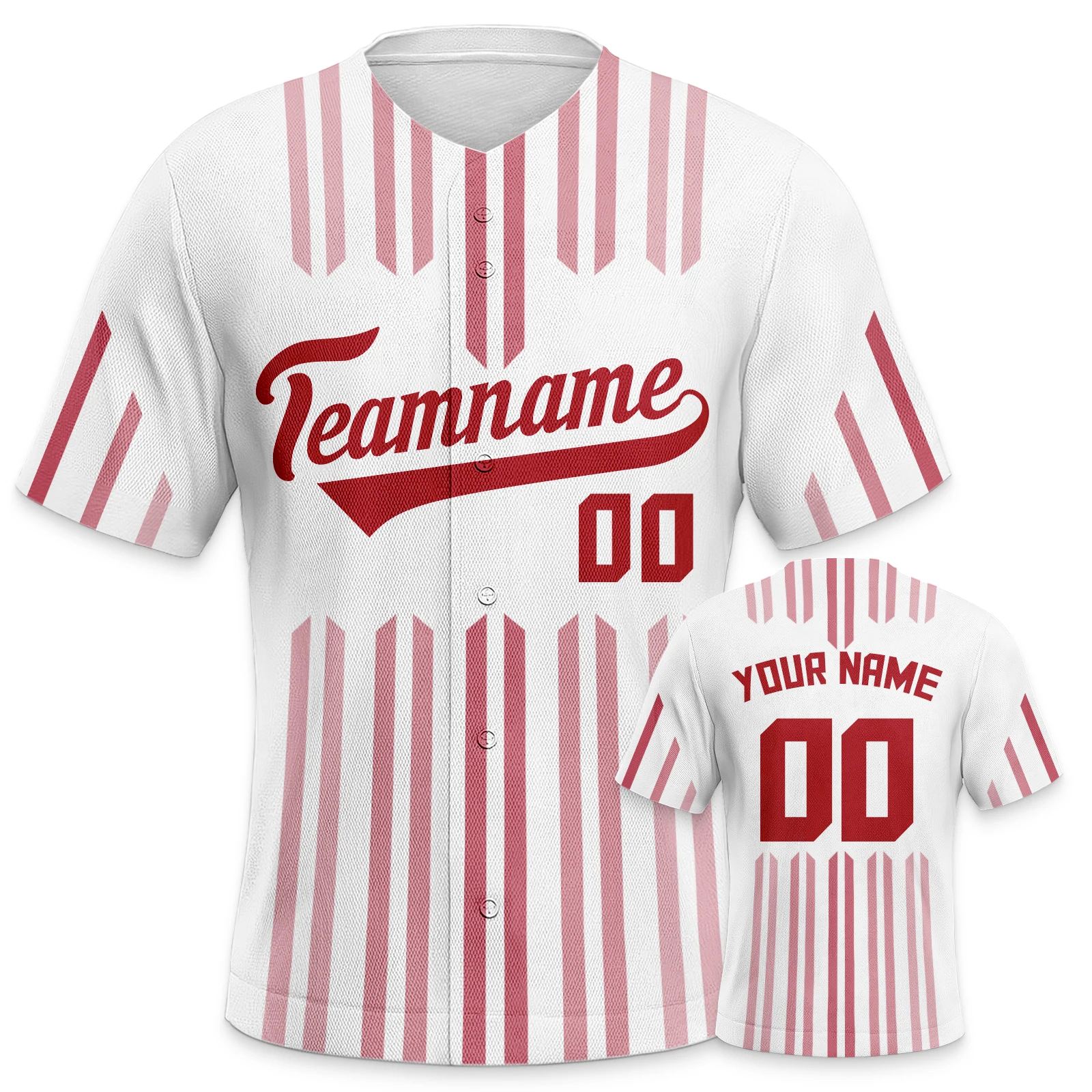 Custom Baseball Jersey 3D Sublimation Name Number Personalized Red White Baseball Shirts Sports Uniform for Adults Kids Boys