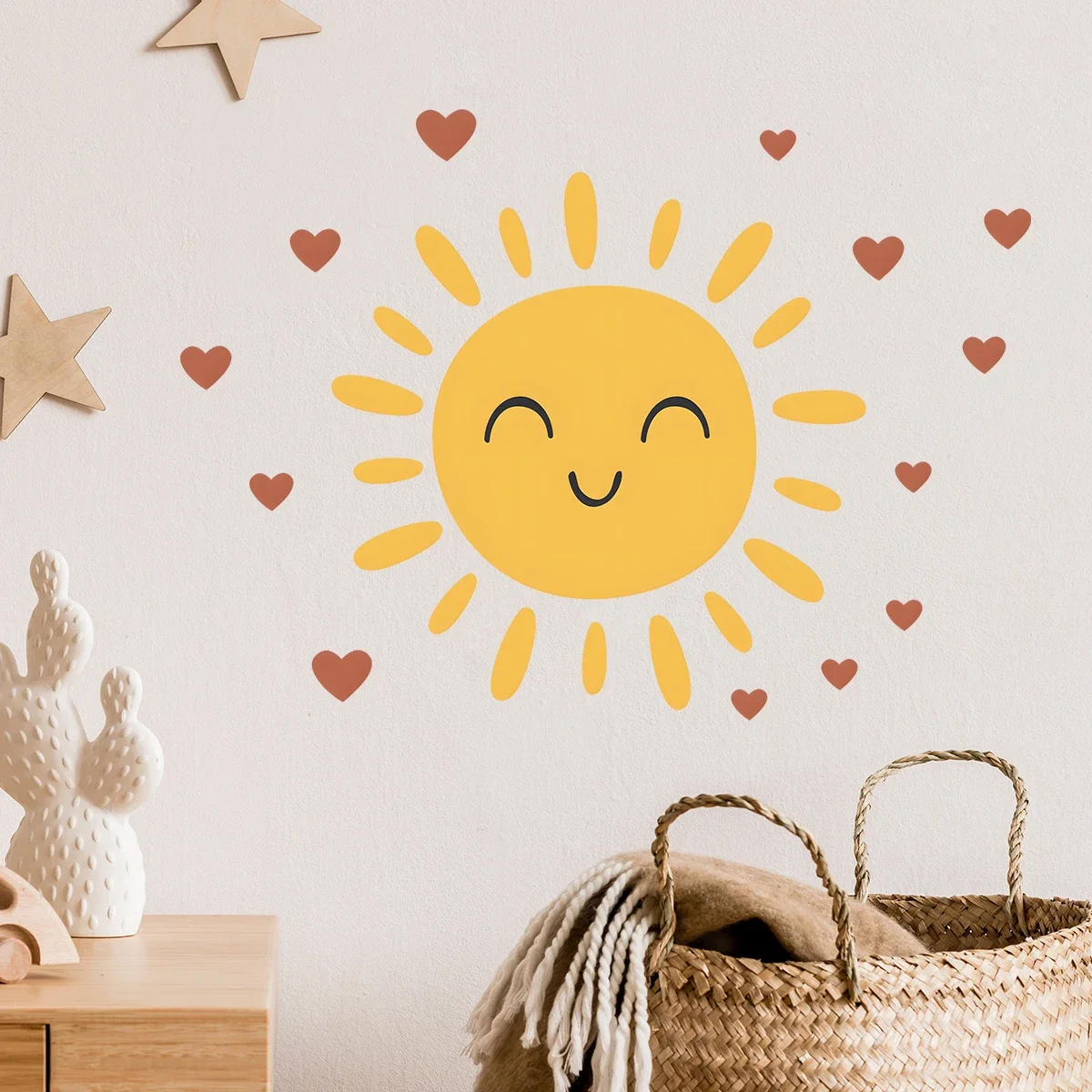 1Pc Cartoon Cute Smile Sun Wall Stickers for Kids Room Wall Decals Living Room Furniture Baby Room Decor Bedroom Decoration