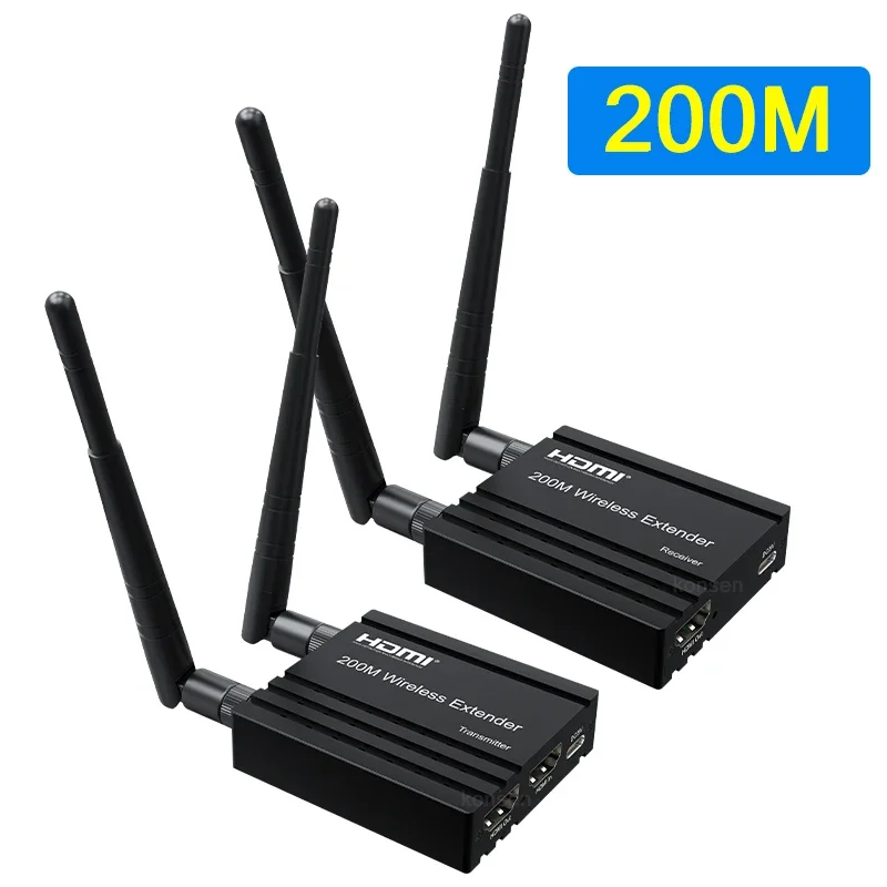 200M Bezprzewodowy przedłużacz HDMI Udostępnij 1080P Przedłużacz wideo WiFi Obsługa 1 do 4 bezprzewodowych wyświetlaczy do kamery NVR Laptop PC HDTV
