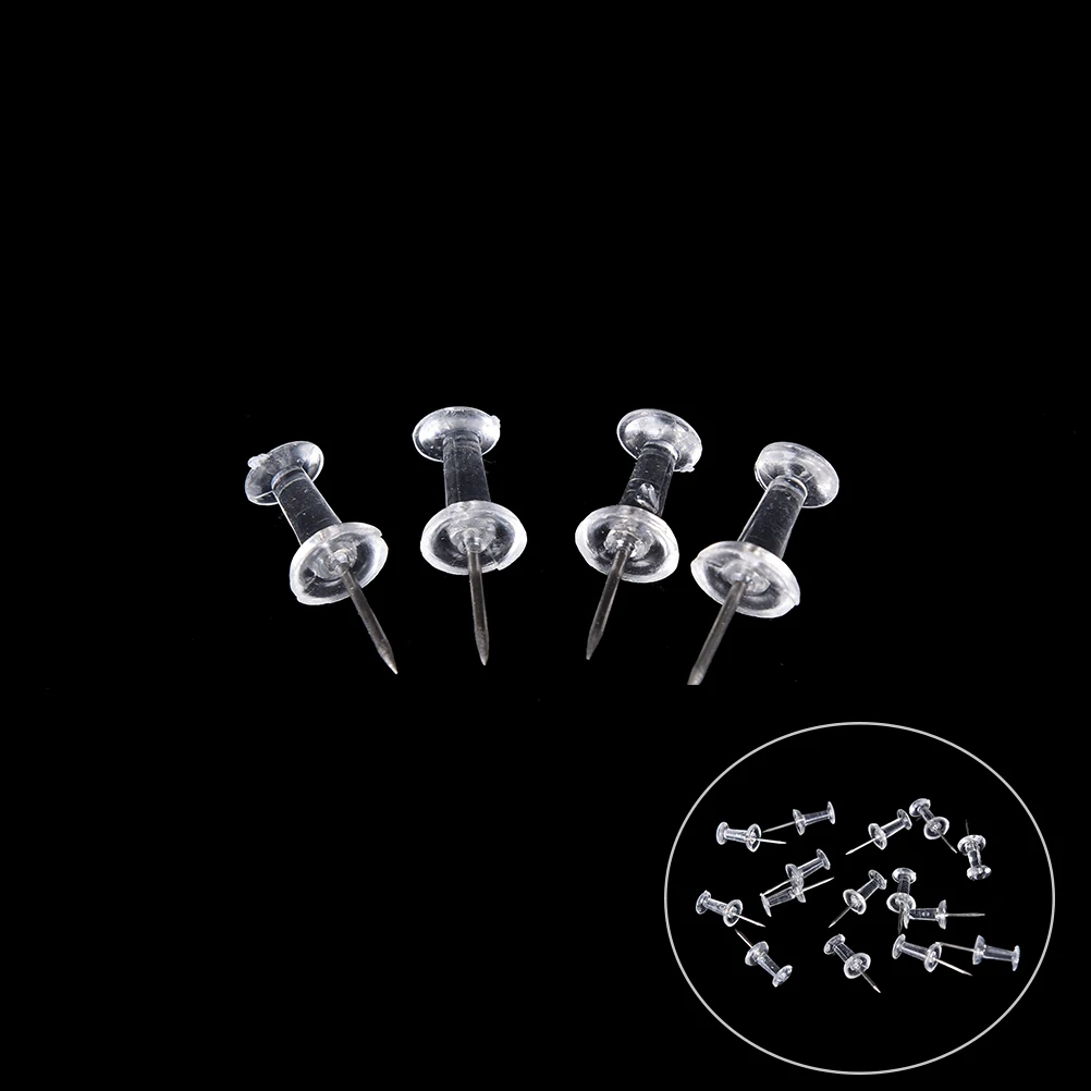 High 40 Pcs Transparent Push Pins Notice Board Map Drawing Fixing Nails Thumb Tacks Point Bulletin