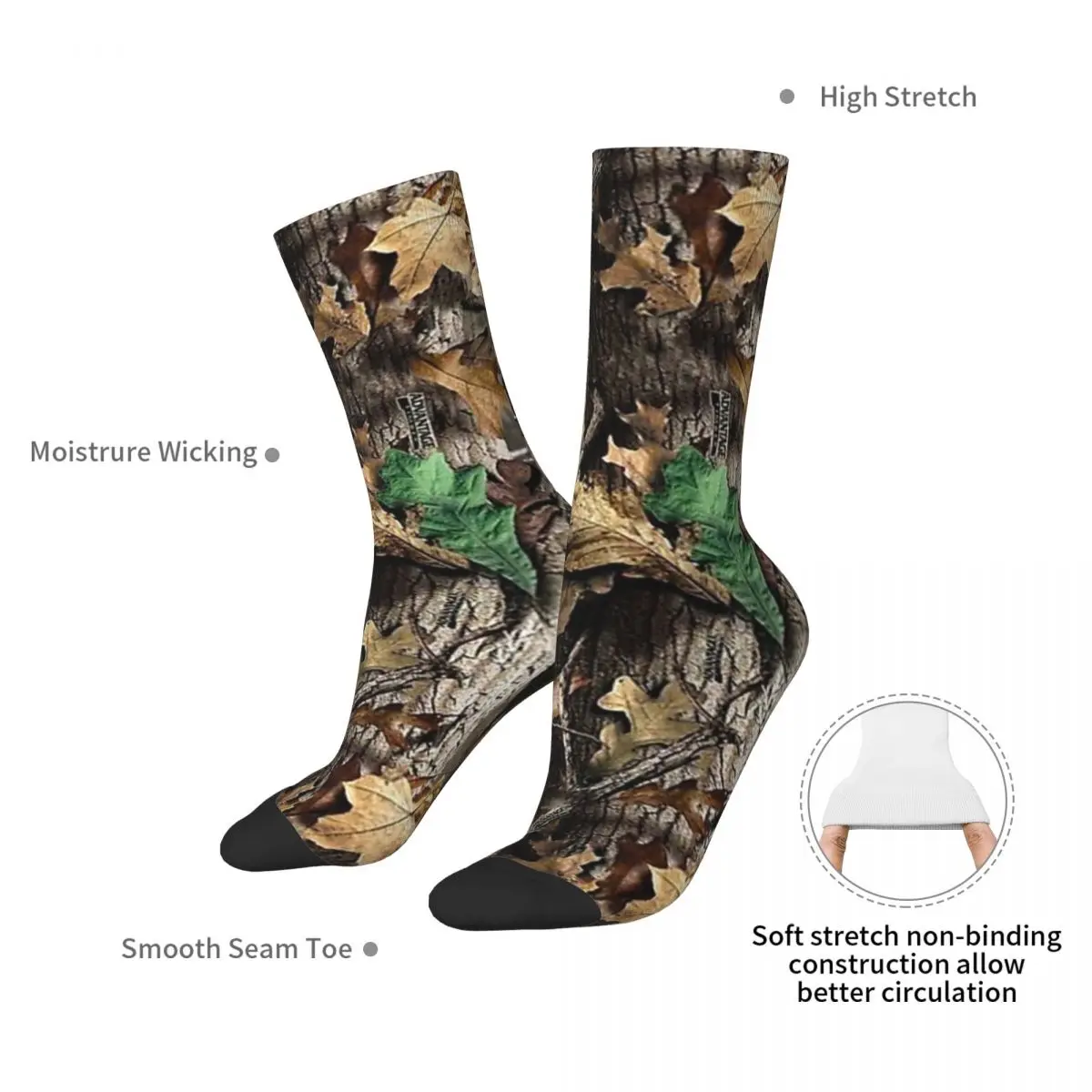 Real Tree Camouflage Socks Harajuku Sweat Absorbing Stockings All Season Long Socks Accessories for Man's Woman's Gifts