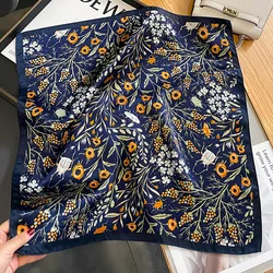 2024 Fashion 100% Real Silk Square Satin Scarf For Women Shawl Foulard Hijab Neckerchief Wrap Bandana Neck Wrist Bufanda Echarpe