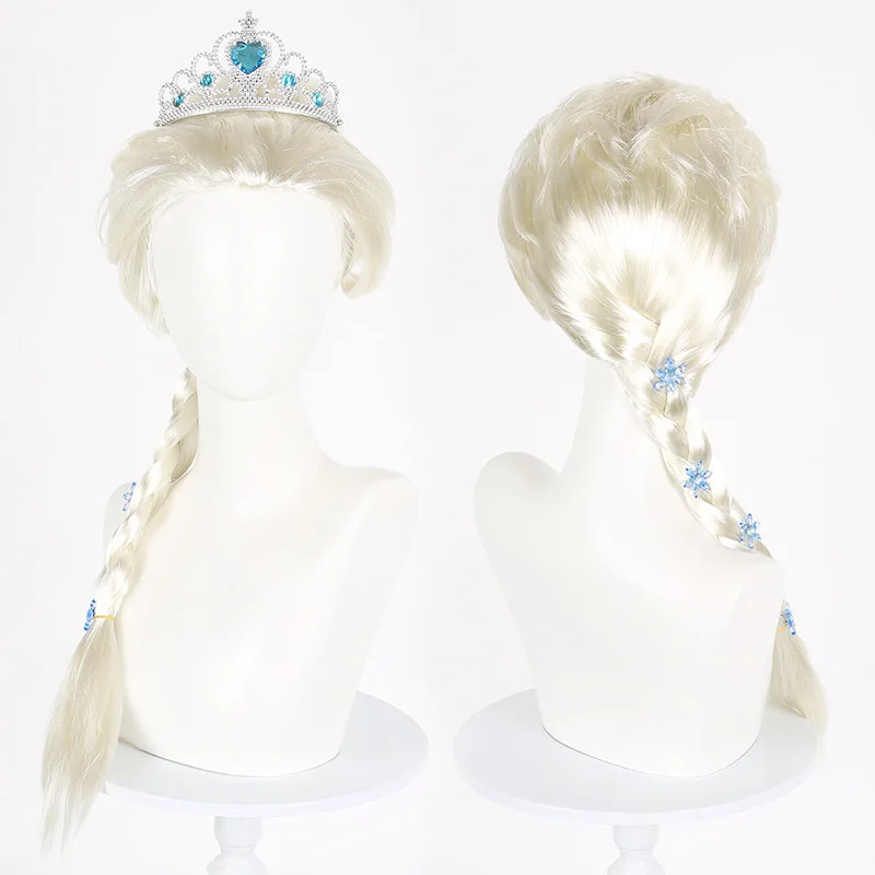 Personaggio del film animato Parrucca cosplay principessa Elsa Treccia congelata Stile principessa Costume di Halloween Parrucca da ballo per trucco per feste Treccia Cos