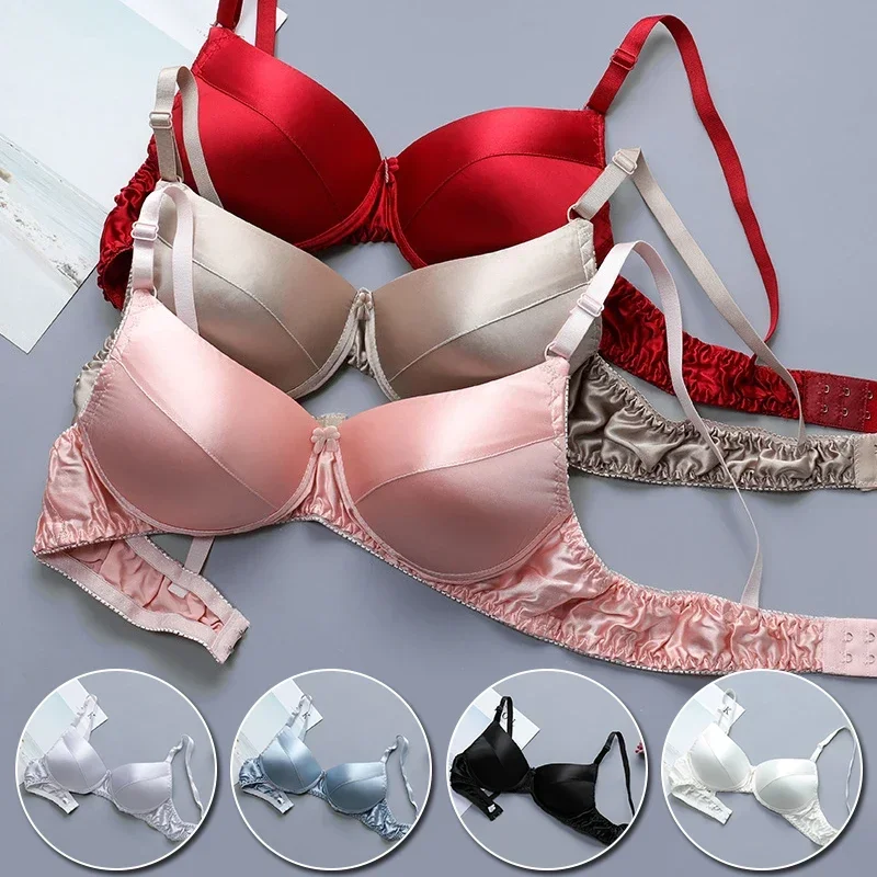 Silk Bra Double-sided Silk Seamless Underwear Women\'s Thin Style Without Steel Ring Breathable Bra