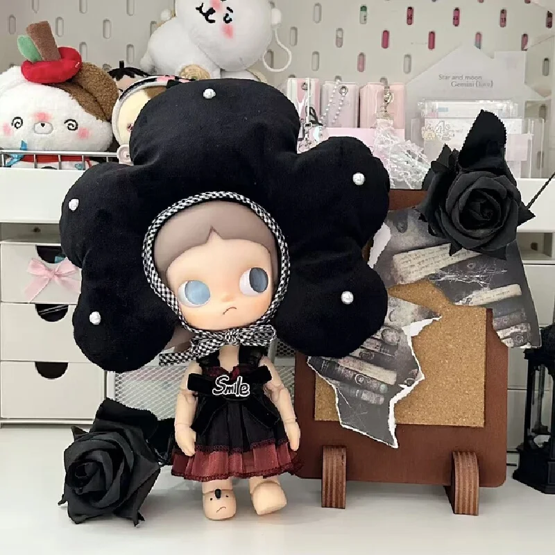 

20cm Ga ZhSmile Bjd Doll Dress 20Cm Doll Clothes Big Black Blossom Headwear Fit Zsiga Fit Labubu 3rd Generation Outfit Accessory