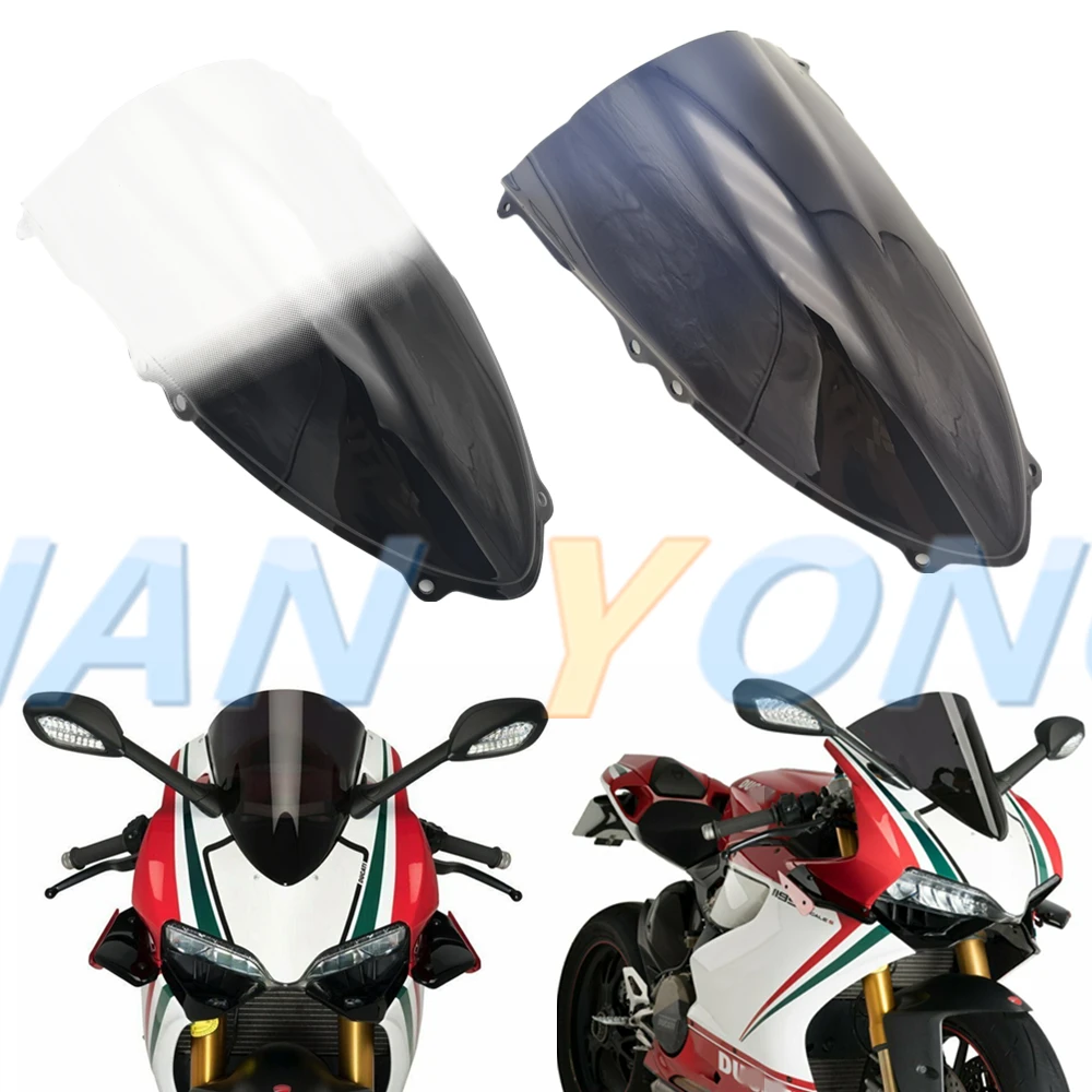 For Ducati 899 1199 Panigale S R 2012 2013 2014 2015 Windshield Smoke Black Double Bubble Wind Deflector Windscreen Accessories