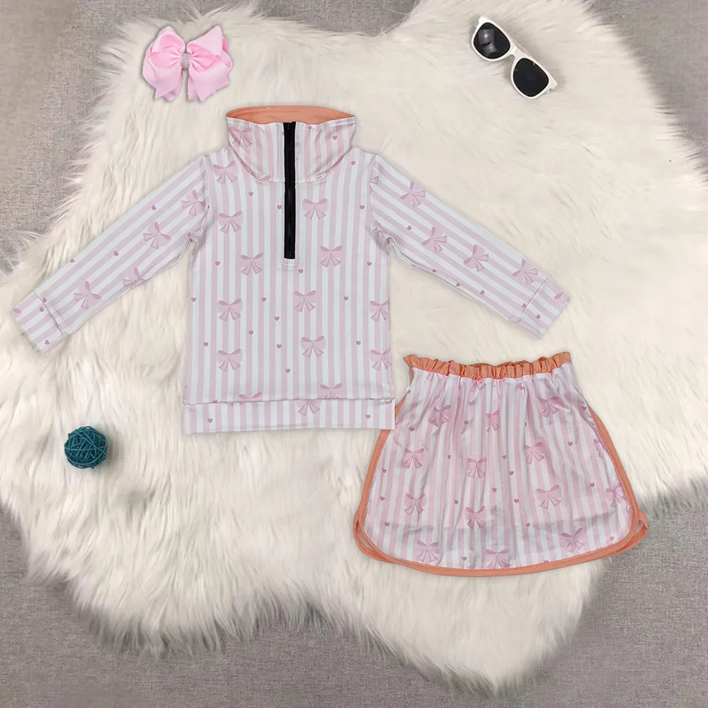 

Baby Girls Pink Orange Bows Zip Top Skort Skirt Clothes Sets