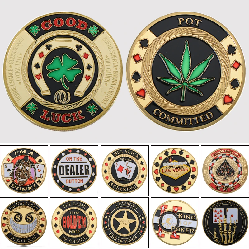 Metal Poker Coin Card Guard Protector Poker Cards Good Luck Challenge Coin Casino Chips Dealer Token Souvenir Collectible Gifts