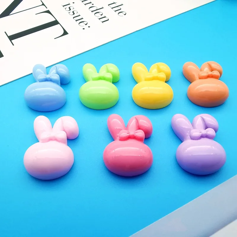 10Pcs Kawaii Cartoon Colour Rabbit Resin DIY Shoes Hat Icebox Barrette Mobile Phone Case Scrapbook Cream Glue Flat Back Resin