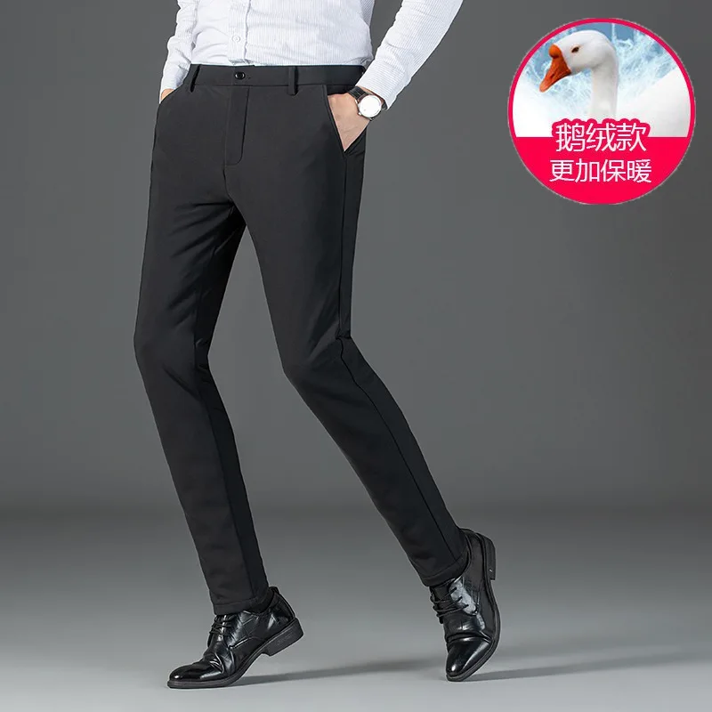 

Мужские зимние белые брюки на гусином пуху больших размеров, толстые деловые брюки из 90% пуха, мужские брюки calca masculina plumones PT-595