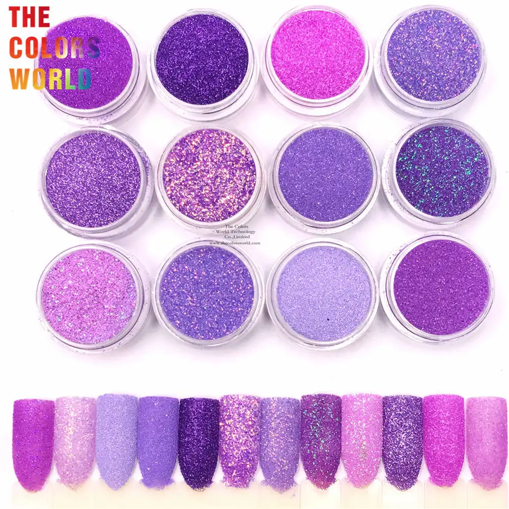 TCT-829 Purple Colors 0.2MM Hexagon Ultra Fine Nail Glitter Decoration For DIY Manicure Accessories Nail Supplies Professional