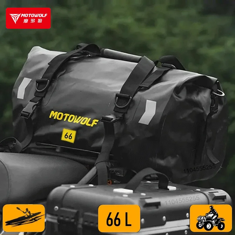Motowolf Bag for Motorcycle Rear Seat Bag 66L Large Capacity Tail Tank Bag Reflective Backpack Durable Luggage Moto Equipment