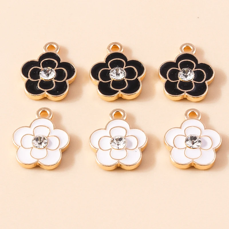 20 Stück gemischte bunte Emaille-Blumenanhänger für die Schmuckherstellung, Tropfenohrringe, Halsketten, Armbänder, DIY-Bastelzubehör – Detail 5