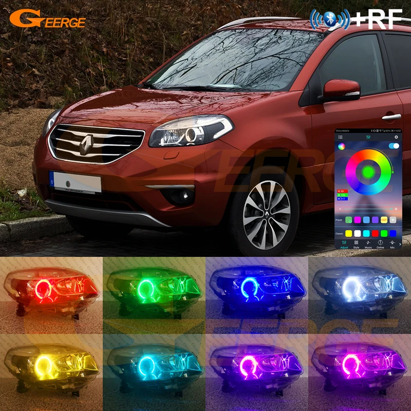 For Renault Koleos I Samsung QM5 Bluetooth App RF Remote Control Ultra Bright Multi-Color RGB Led Angel Eyes Kit Halo Rings