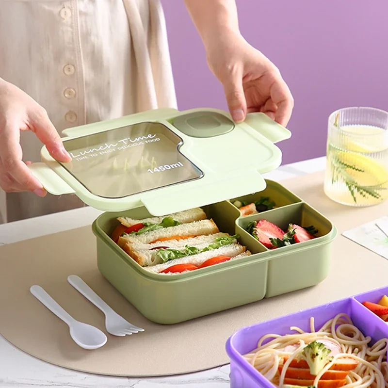 Compartments Bento Box For Students To Bring Rice Microwave Oven Salad Box Japanese Lunch Box With Tableware