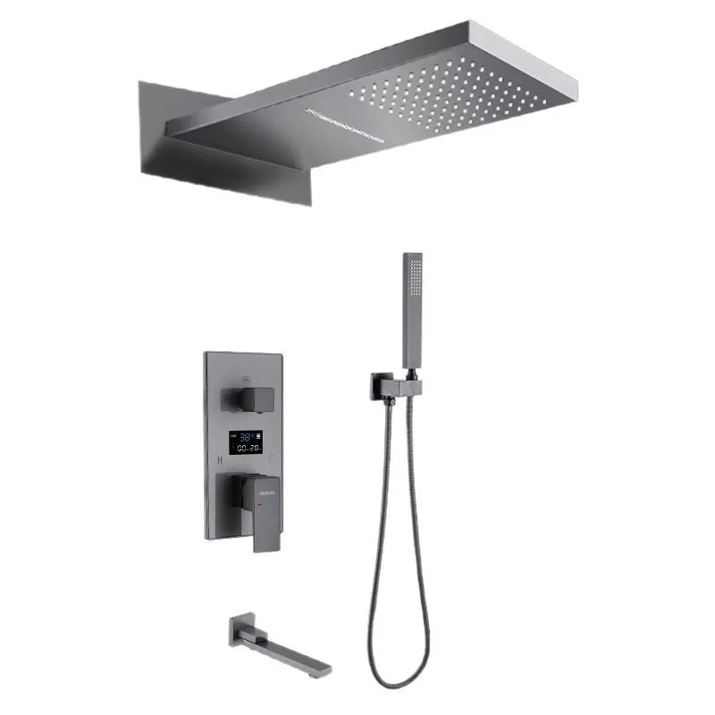 

All-copper concealed shower, hot melt non-smashing wall-to-wall shower top rain spray waterfall set constant