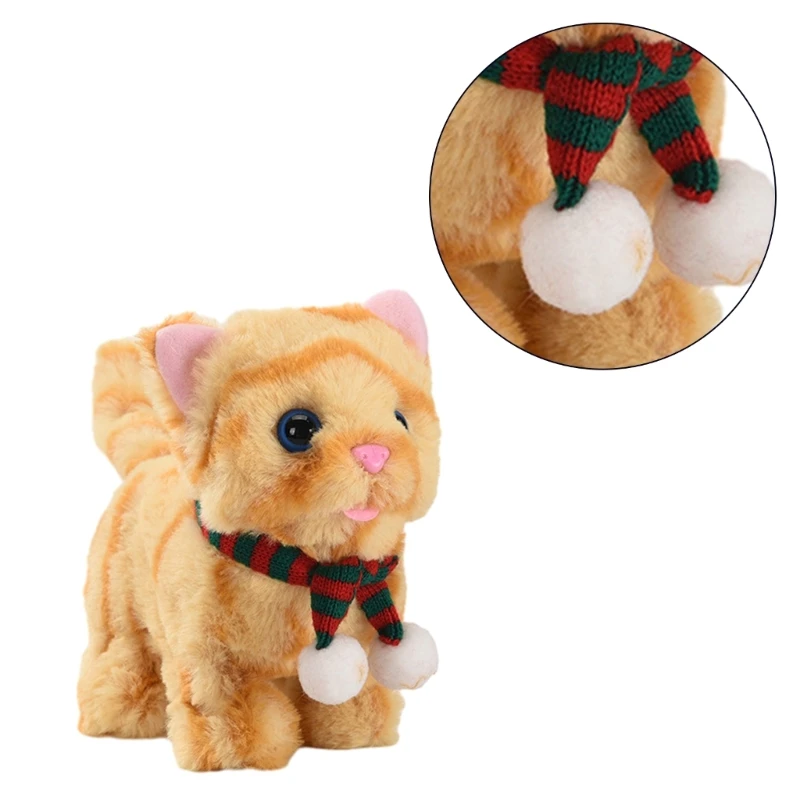 Musical Electric Plush Toy Meowing Walking Soft Stuffed Animal for Kids