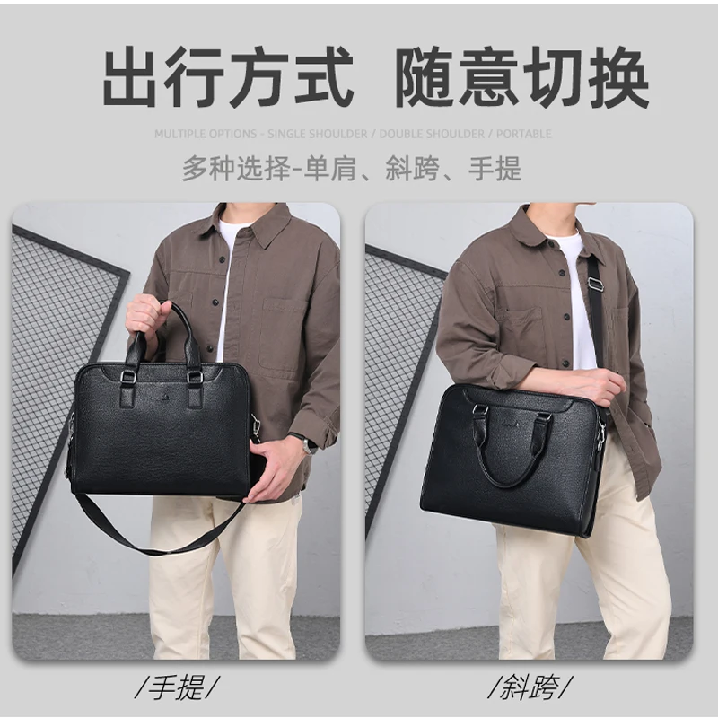 جديد الرجال حقيبة مكتب الأعمال حقيبة يد الرجال بولي Leather الجلود 15.6 بوصة حقيبة لابتوب حقائب كتف متنقلة sreкаoración noitebuка