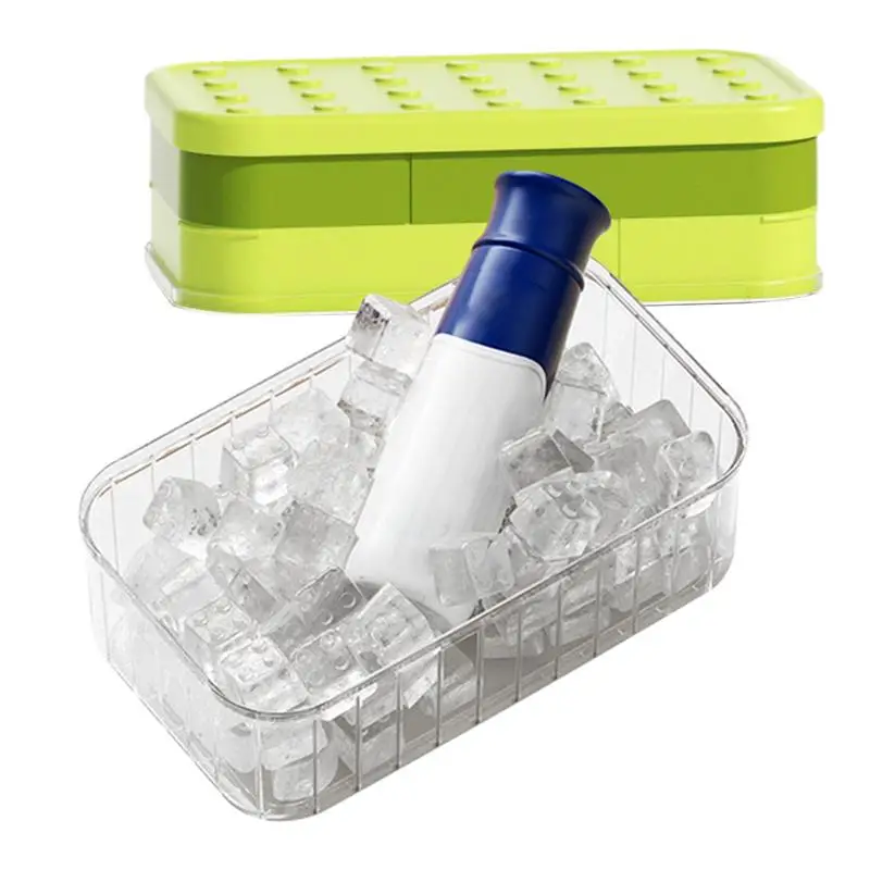 

Ice Cube Tray With Lid And Bin 28 -grid Silicone Ice Cube Tray With Lid Double Layer Ice Cube Trays For Freezer Ice Cube Trays