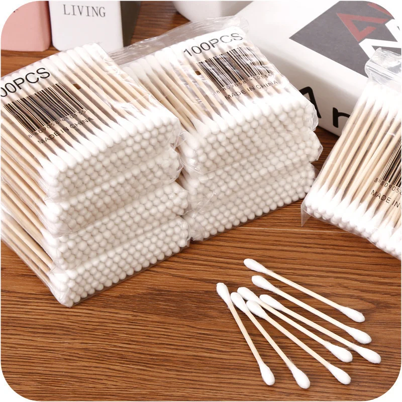 100/500/1000/2000pcs Double Head Women Makeup Cotton Buds Tip Cotton Swab For Wood Sticks Nose Ears Cleaning Health Care Tools