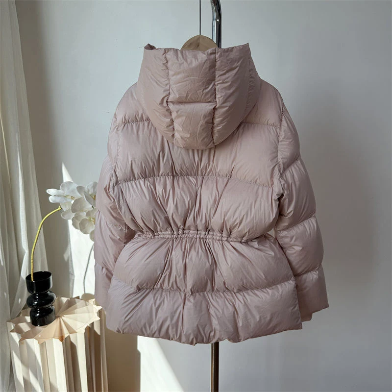 Winter Drawstring Lace-up Snow Women\'s Warm Down Jacket Hooded Puffer Jacket Women Parkas High Quality Cotton Padded Coat