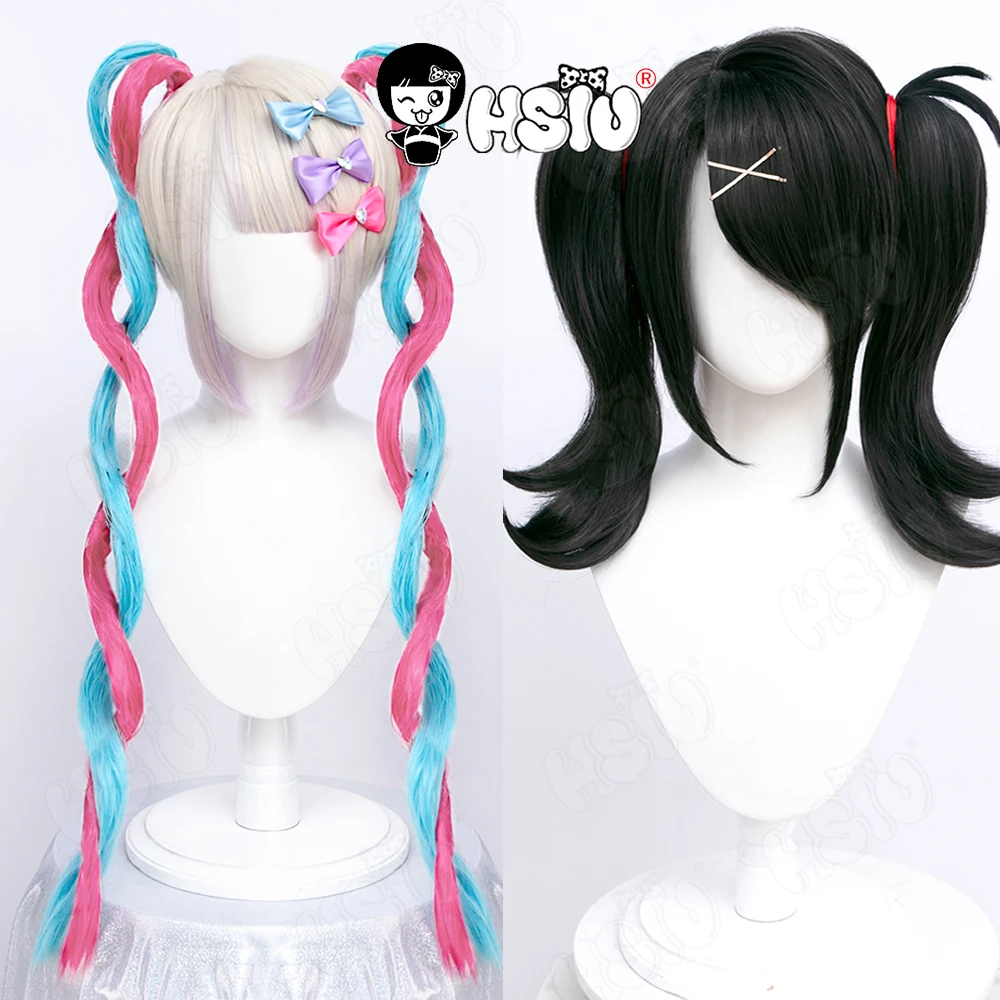 

Needy girl overdose cosplay wig Game needy girl overdose Cosplay HSIU Black Short Hair and colorful braids Long Hair