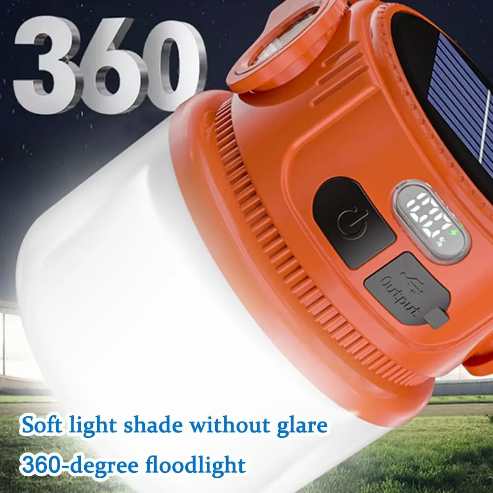 

Rechargeable Solar LED Camping Light 1200mAh Long Working Time 6 Light Modes Portable Flashlight for Outdoor Street Vending