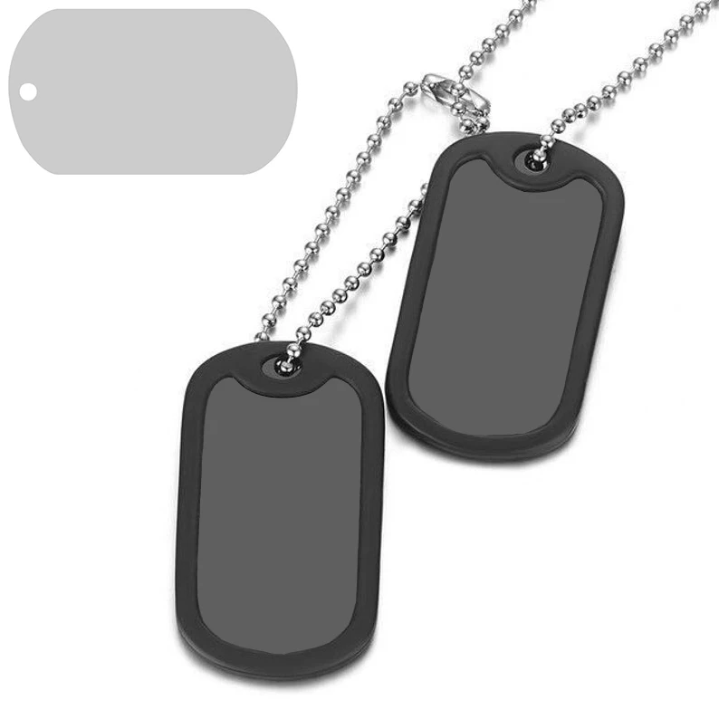 Personalized Stainless Steel Dog Military Army Tags Customized Laser Engraved Name Character Photo Picture Bead Chain Necklace